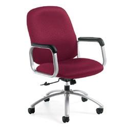Global (R) Max (TM) Mid-Back Fabric Chair, 37in.H x 25 1/2in.W x 18 1/2in.D, Tungsten Frame, Burgundy Fabric